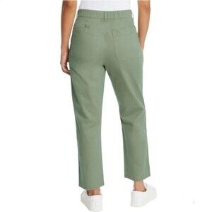 G.H. Bass & Co Ladies Cotton Chino Ankle Pant Green Straight Leg Midrise Size 10